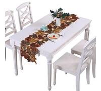 Maple Leaves Table Mat, Table Runner Fall Embroidered Maple Leaves Placemats, Fall Decorations Tables Decor Tables Mat For Halloween Thanksgiving(35x174cm)