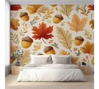 Maple Leaves Wallpaper for Living Room, Pine Cones Wall Mural for Bedroom 130x80 cm, Non-Woven Photo Wallpaper, Home Decor D&O106