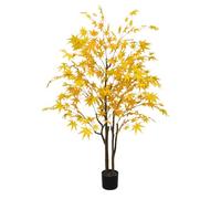 Maple Maple Tree Yellow Artificial Plant 150 cm, Japanese Maple Tree Art Plant, Autumn Maple Artificial Tree, Large Artificial Autumn Tree in Pot for Office, Balcony, Home, Wedding, Party, Garden