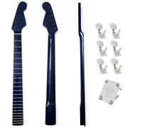 Maple Neck for Fender Strat ST Style Guitars, 22 Fret, 14 Inch Radius, Blue High Gloss, Maple Fingerboard, Bone Nut, Satin Back, Bolt-On Replacement with Chrome Tuners and Neck Plate Kit
