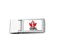 Maple Portrait Girl Art Deco Fashion Slim Money Clip Stainless Holder Pocket Wallet