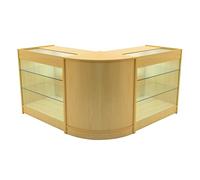 Maple Shop Counter Set Helios LED Light K900 CM60 90cm 60cm W Lockable Sliding Doors Keys 3 Retail Storage Units Glass Display Showcase Cabinet Corner Clothing Jewellery Store Shelves Lighting