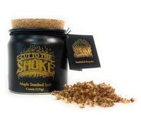 Maple Smoked Cornish Sea Salt (Coarse) | 125g | Cut to the Smoke | Artisan salt | Award Winning | Boldly tripple smoked for deep flavor | Refillable stoneware jar | no artificial preservatives