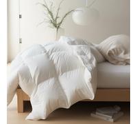 Maple&Stone Feather Down Comforter Queen Size All Season White Down Duvet Insert Ultra Soft 100% Cotton Cover Fluffy Queen Comforter 90 x 90 Inches