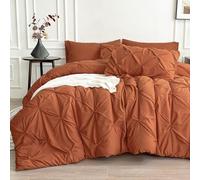 Maple&Stone Orange Comforter Set Queen 7 Pieces Pintuck Bed in a Bag | Elegant Pinch Pleat Bedding, Soft All Season Complete 7 Piece Includes Comforter, Sheets, Pillowcases & Shams