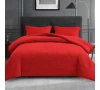 Maple&Stone Queen Comforter Set 7 Pieces Bed in a Bag Red & Black Bed Set | Two-tone Design, Down Alternative Comforter Set with Sheets, Pillowcases & Shams, Comfortable All Season