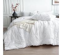 Maple&Stone Queen Comforter Set White Pinch Pleat 8 Pieces Bed in A Bag for All Season Pintuck Comforter Set White Queen Size with Comforters, Sheets, Pillowcases & Shams