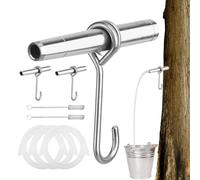 Maple Syrup Tapping Kit - 35.98 Inch Tubing Set | Stainless Steel Tree Tap Spile - Sap Collection System with Hooks Brushes for Maple Syrup Extraction Garden Farm Use