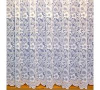 Maple Textile Monaco Net Curtain Luxury Heavy Weight Pretty Flowered Floral Lace Jacqard Pattern. Sold by the Metre.Available in White and Cream (White, 72 inch Drop)