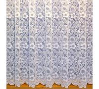 Maple Textile Monaco Net Curtain Luxury Heavy Weight Pretty Flowered Floral Lace Jacqard Pattern. Sold by the Metre.Available in White and Cream (White, 48inch Drop)