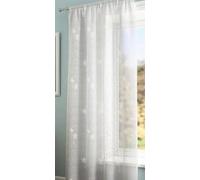 Maple Textiles A Pair of Embroidered White Silver Sequin Sparkle Starburst Dandelion Floral Design Linen Look Voile Net Curtain Panel Slot Top Heading(55" Width x 54" Drop)