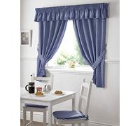 Maple Textiles Alan Symonds Curtains Gingham Kitchen Curtains Blue 46 x 54