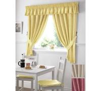 Maple Textiles Gingham Kitchen Curtains Yellow 46 x 48, Fabric, 46'' x 48''