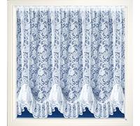Maple Textiles Austrian Flounce Victorian Flower Lace Thick Net Curtain Sold By The Metre now available in Cream (White, 27" (69cm) Drop)