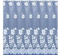 Maple Textiles Brilliant White Flowers Net Voile Curtain Sold by the Metre (72" (183cm))