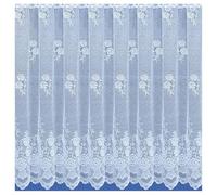 Maple Textiles Canterbury White Net Curtain Flowers Floral Pattern Sold By the Meter (White, 45" 115cm) Drop