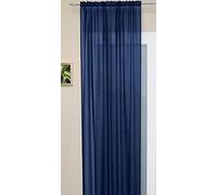 Maple Textiles Crystal Navy Plain Voile 90" Drop Curtain Sheerr Panel for Winows and Doors