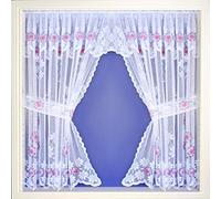 Maple Textiles Daisy Marigold Net Curtain Window Set Luxury Pretty Flowered Floral Lace Pattern. (Purple Lilac, Window Set 106" Width x 48" Drop)