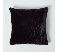 Maple Textiles Faux Fur Cushion Covers, 45cm x 45cm, Set of 4, White, Black, Silver, Beige (1, Black)