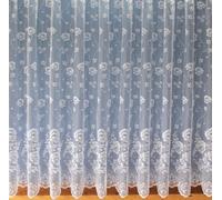 Maple Textiles Floral Net Curtain in Victorian Jacquard Design White Sold By The Metre Width (42'' Drop (107cm) Drop)