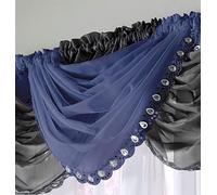 Maple Textiles Glitzy Sparkle Jewelled Crystal Sequin Trim Voile Curtain Swag (Navy)