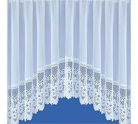 Maple Textiles Jardiniere White Net Curtain Plain with a Victorian Heavy Lace Scalloped Base Sold in 3 Widths and 5 Drops and (200"(508cm) Wide x 54"(137cm) Drop)