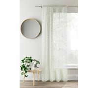 Maple Textiles Linen Look Textured Trailing Willow Leaf Voile Curtain Panel Slot Top Heading on a White Background (Sage Green, 54" (137cm) Drop)
