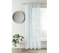Maple Textiles Linen Look Textured Trailing Willow Leaf Voile Curtain Panel Slot Top Heading on a White Background (Duck Egg Blue, 54" (137cm) Drop)