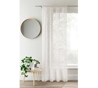 Maple Textiles Linen Look Textured Trailing Willow Leaf Voile Curtain Panel Slot Top Heading on a White Background (Natural/Beige, 72" (183cm) Drop)