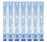 Maple Textiles Luxury Brilliant White Meghan Floral Net Curtain Sold by the Metre (36" - 91cm) Drop