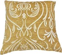Maple Textiles Luxury Regency Chenille Cushion Cover, Gold with Silver Scroll Design, Square 45 x 45 cm, Decorative Indoor Throw Pillow for Living Room