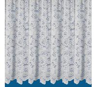 Maple Textiles Repton White Net Curtain Flowers Floral Pattern Sold By the Meter (White, 27" 68cm) Short Drop for Small Windows Caravans Motor Homes
