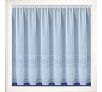 Maple Textiles Short Drop Net Curtain Ideal For Caravans Sold By The Metre. (Silver Stripe, 24 inch (60 cm) Drop)