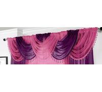 Maple Textiles Voile Curtain Swag with Crystal Beaded Trim (Purple)
