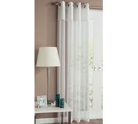 Maple Textiles White Eyelet heading Sheer Voile Panel Linen Look 55" Wide x 72" Long