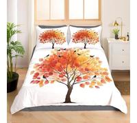 Maple Tree Junior Duvet Cover Sets Botanical Print Bedding Set 3D Print Quilt Cover 120x150 cm Soft Microfiber Lightweight with Zipper Closure and 1 Pillowcase f-2876