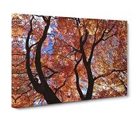Maple Tree Leaf Autumn 2 Modern Canvas Wall Art Print Ready to Hang, Framed Picture for Living Room Bedroom Home Office Décor, 24x16 Inch (60x40 cm)