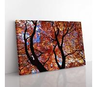 Maple Tree Leaf Autumn 2 Modern Canvas Wall Art Print Ready to Hang, Framed Picture for Living Room Bedroom Home Office Décor, 60x40 cm (24x16 Inch)