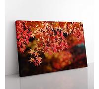 Maple Tree Leaf Modern Canvas Wall Art Print Ready to Hang, Framed Picture for Living Room Bedroom Home Office Décor, 60x40 cm (24x16 Inch)