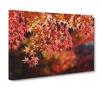 Maple Tree Leaf Modern Canvas Wall Art Print Ready to Hang, Framed Picture for Living Room Bedroom Home Office Décor, 20x14 Inch (50x35 cm)