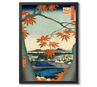 Maple Trees At Mama Japanese Woodblock Print, Vintage Aesthetic Poster Japan Wall Art Exhibition Ukiyo-E Home Decor, Archival Matte, A5 (Black Frame) - 21x14.8cm