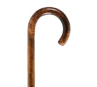 Maple Wood Crook Handle Walking Stick Cane with a Scorched and Polished Finish