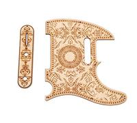 Maple Wood Plate Protector Pickguard Set for TL Guitar, Guitar Pickguard Replacement Parts, Wooden Scratch Guard with Flower Pattern, Includes Volume Controller Panel, Anti Scratch