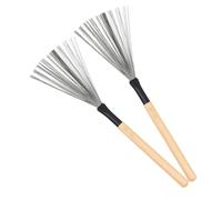 Maple Wooden Handle Drum Brushes for Percussion Instruments 1 Pair Portable Drum Wire Brushes Natural Finish