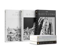 Maplefield Set of 3 XL Decorative Blank Hardcover Books for Decoration - Great for Tabletops, Coffee Tables, & Bookshelves - City Theme Minimalist Home Decor - Madrid, Rome, Barcelona