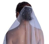 MapleLeaf Crystal Wedding Veil with Sparking Crystal Diamonds,Elegant Fingertip Veil,Chapel Veil with comb, Ivory, Medium