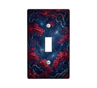 Mapleleaves Single Light Switch Cover Plate, Autumn Nature Branches Stars Fall Red Plastic Standard Size Decorative Wall Plates for Bedroom Bathroom Kitchen Entrance Decor (Single)