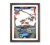 Maples At Mama By Utagawa Hiroshige Asian Japanese Framed Print | A2 Walnut Framed Wall Art | Ready to Hang | Asian Nature Picture | Living Room Bedroom Lounge Office
