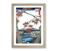 Maples At Mama By Utagawa Hiroshige Asian Japanese Framed Print | A4 Oak Framed Wall Art | Ready to Hang | Asian Nature Picture | Living Room Bedroom Lounge Office