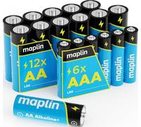 Maplin 12x AA LR6 / 6x AAA LR03 1.5V Alkaline Batteries (Triple A) 7 Year Shelf